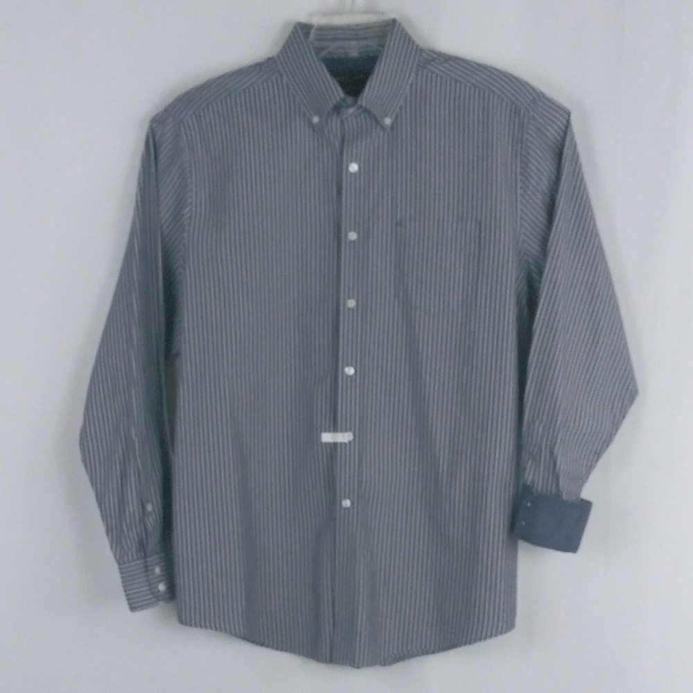 Black brown navy striped Dress shirt men's size XL Button Up